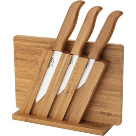 BAMBOO LT2056 Ceramic Knives Set With Cutting Board Stand And Handles