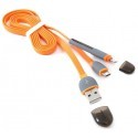 Platinet kaabel USB - microUSB/Lightning 1m, oranž (42873)
