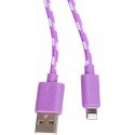 Omega cable USB - Lightning 1m, purple/white