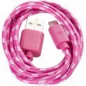 Omega kaabel USB - Lightning 1m, roosa/valge