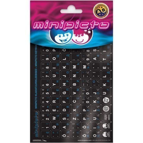 Minipicto klaviatuurikleebis EST/RUS KB-UNI-EE02-BLK-BLUE, must/valge/sinine