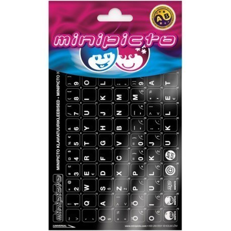 Minipicto keyboard sticker EST KB-UNI-EE01-BLK, black/white