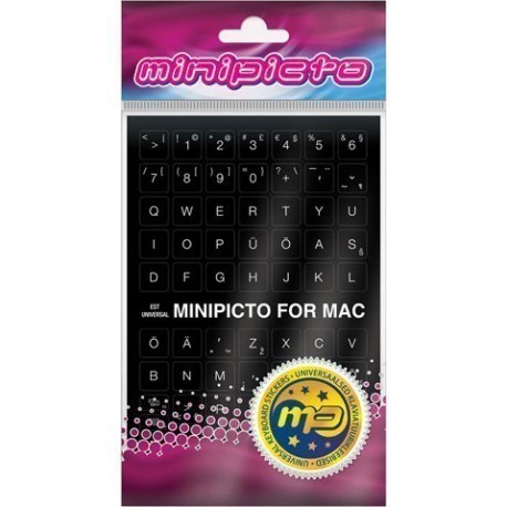 Minipicto keyboard sticker EST KB-MAC-EE01-BLK, black/white