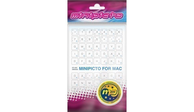 Minipicto keyboard sticker EST/RUS KB-MAC-EE-RU-WHT, white/grey/blue