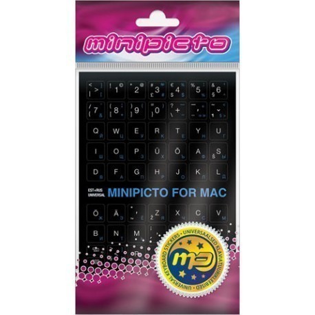 Minipicto klaviatuurikleebis EST/RUS KB-MAC-EE-RU-BLK, must/valge/sinine