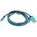 Platinet cable microUSB - USB 1m braided, blue