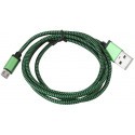 Platinet kaabel microUSB - USB 1m punutud, roheline