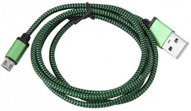 Platinet kabelis microUSB - USB 1m appīts, zaļš