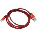 Platinet kaabel microUSB - USB 1m punutud, punane