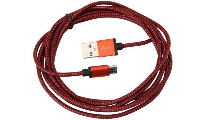 Platinet cable microUSB 2m braided, red
