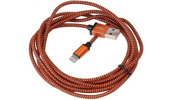 Platinet кабель USB - Lightning 2 м плетеный, оранжевый