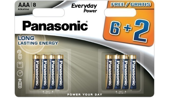 Panasonic Everyday Power baterija LR03EPS/8B (6+2)
