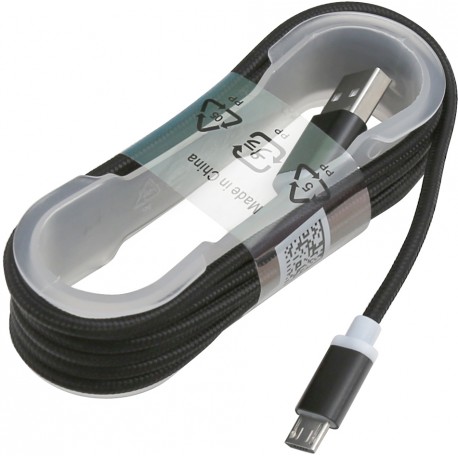 Omega kabelis microUSB 1,5m, melns (43282)