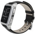 Vector smart watch Meridian, steel & black leather strap
