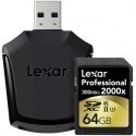 Lexar memory card SDXC 64GB 2000x Professional 300MB/s + USB reader