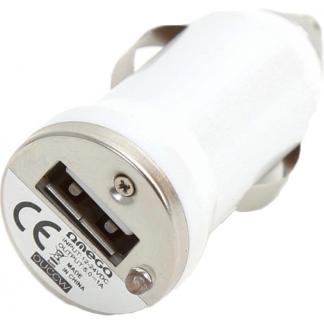 Omega autolaadija USB, valge (42020)
