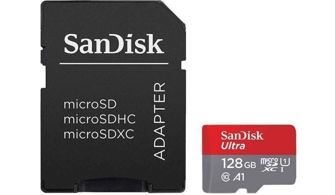 SanDisk карта памяти microSDXC 128GB Ultra 100MB/с A1 + адаптер