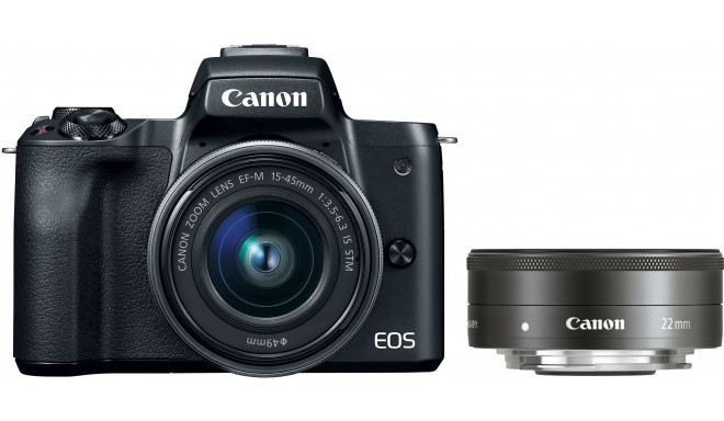 Canon EOS M50 + EF-M 15-45 мм + 22 мм STM, черный