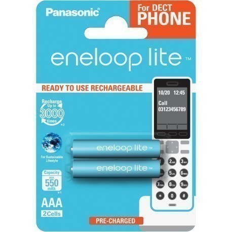 Panasonic eneloop аккумуляторные батарейки lite AAA 550 Dect 2BP