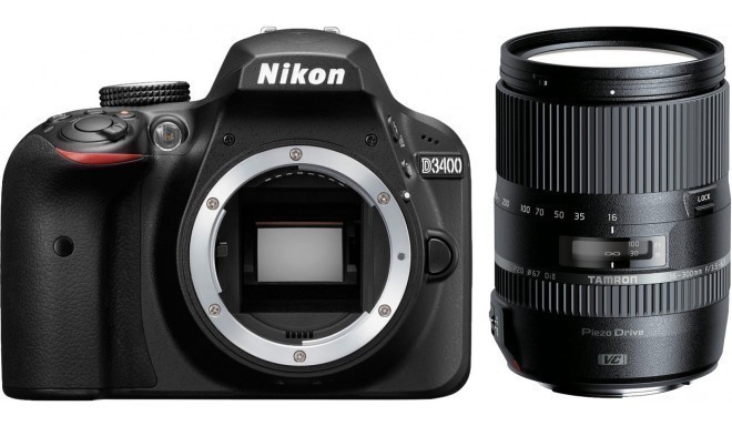 Nikon D3400 + Tamron 16-300mm, melns