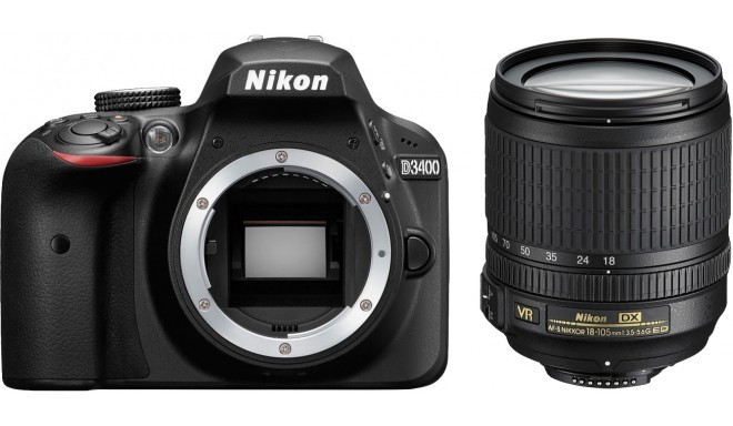 Nikon D3400 + 18-105мм AF-S VR Kit, черный