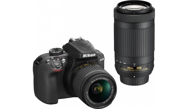 Nikon D3400 + 18-55мм AF-P + 70-300мм Kit, черный