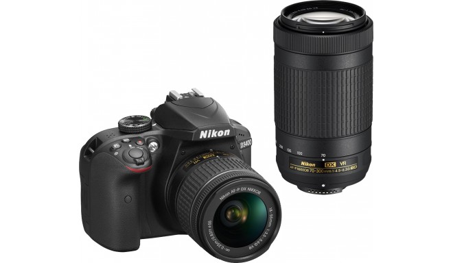 Nikon D3400 + 18-55мм AF-P + 70-300мм VR Kit, черный