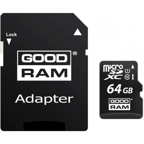 Goodram mälukaart microSDXC 64GB Class 10 + adapter