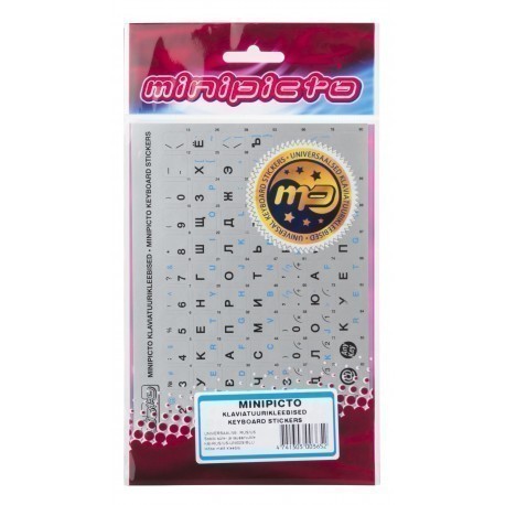 Minipicto keyboard sticker KB-RUS/US-UNI02/BLU, blue/white/black