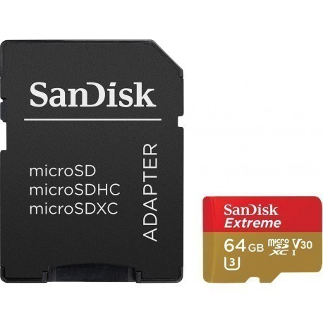 Sandisk mälukaart microSDHC 64GB Action Extreme V30 + adapter