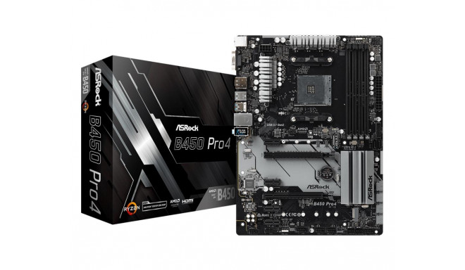 Mainboard|ASROCK|AMD B450|SAM4|ATX|Memory DDR4|Memory slots 4|1x15pin D-sub|1xHDMI|1xDisplayPort|1xA