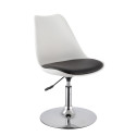 Bāra krēsls ARON, 47x56,5xH76/89cm, sēdvieta: plastika ar PU polsterējums, krāsa: balts-melns, hromē