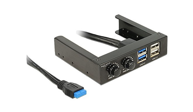 Передняя панель для корпуса пк подключение DeLOCK 3.5 Front Panel 2x USB 3.0 + 2x USB 2.0 - black - Передние панели - Photo