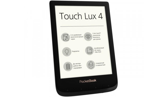 E-Reader|POCKETBOOK|Touch Lux 4|6"|1024x758|1xMicro-USB|Micro SD|Wireless LAN 802.11b/g/n|Black|PB62