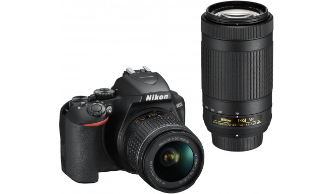 Nikon D3500 + 18-55mm AF-P VR + 70-300mm VR Kit, melns