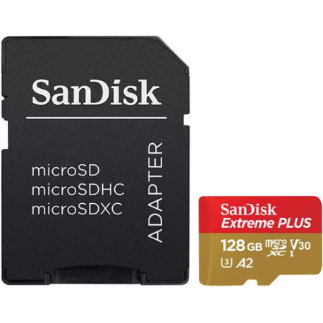 SanDisk mälukaart microSDXC 128GB Extreme Plus V30 A2 + adapter