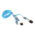 Platinet cable USB - microUSB/Lightning 1m, blue (42871)