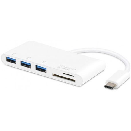 Vivanco USB-хаб USB-C + кард-ридер, белый (34295)