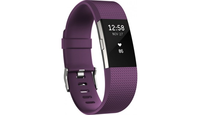 Fitbit aktivitātes trekeris Charge 2 L, plūmju violets/sudrabots