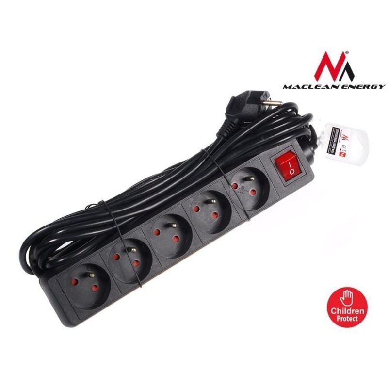 Power Strip 5 extension cords with 5 m black holes Energy MCE55 2300W ...