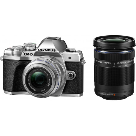 Olympus OM-D E-M10 Mark III + 14-42mm II + 40-150mm Kit, hõbedane