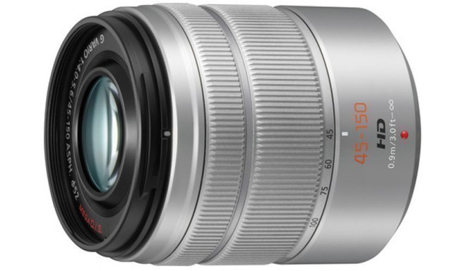 Panasonic Lumix G Vario 45-150mm f/4.0-5.6 ASPH. Mega O.I.S. lens, silver