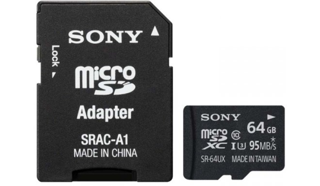 Sony atmiņas karte microSDXC 64GB U3 Class 10 + adapteris