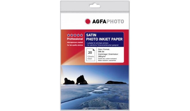 Agfaphoto фотобумага A4 Professional Satin 260г 20 страниц