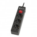 3-socket plugboard with power switch NGS GRID300 Schuko Black