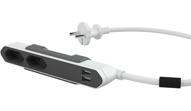 Allocacoc pagarinātājs PowerBar USB 2+2