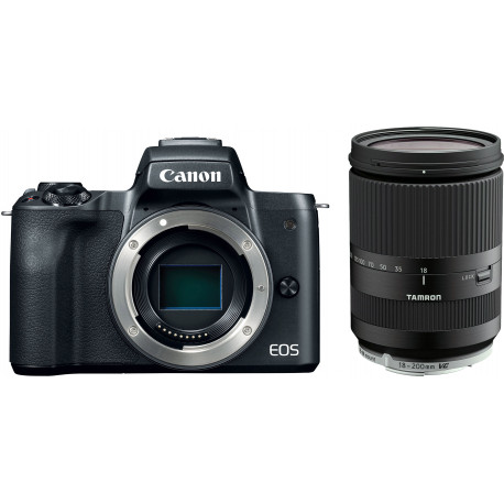 Canon EOS M50 + Tamron 18-200mm VC, melns