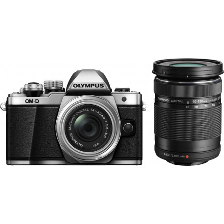 Olympus OM-D E-M10 Mark II + 14-42mm II R + 40-150mm Kit, hõbedane