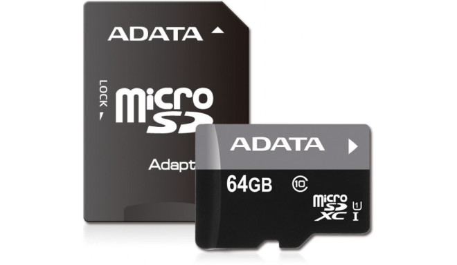 Карта памяти Adata microSDXC 64GB Class 10 + aдаптер