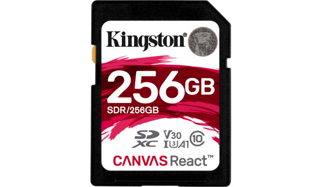 Карта памяти Kingston SDXC 256GB Canvas React Class 10
